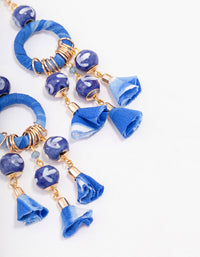 Blue Fabric Wrapped Ball Gathered Earrings - link has visual effect only
