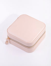 Blush Faux Leather Square Jewellery Box - link has visual effect only