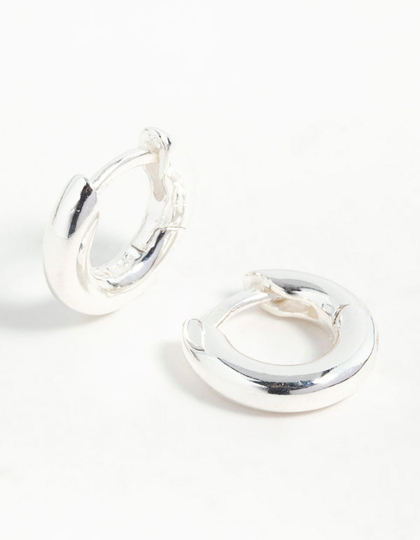 Sterling Silver Mini Chubby Huggie Earrings