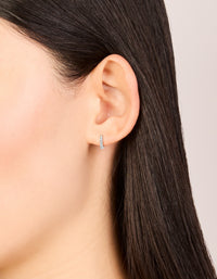 Sterling Silver Mini Cubic Zirconia Huggie Earrings - link has visual effect only