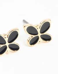 Black Butterfly Enamel Stud Earrings - link has visual effect only