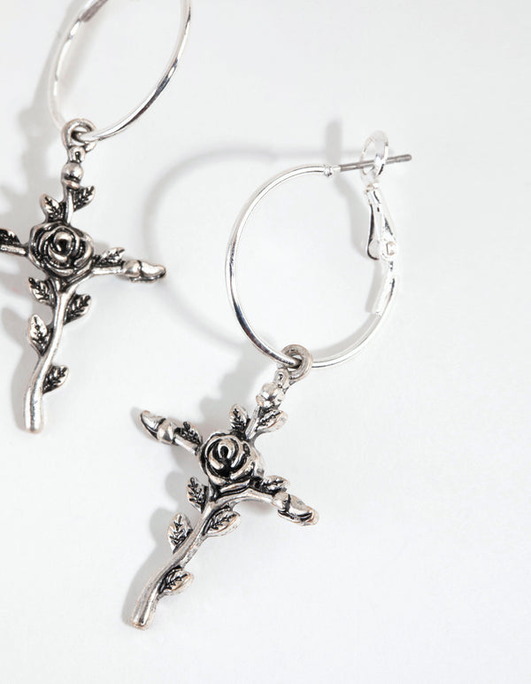 Antique Silver Rose Vine Ross Earrings