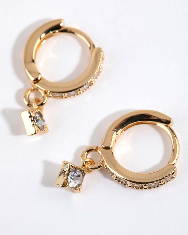 Gold Plated Dainty Drop Huggie Earrings