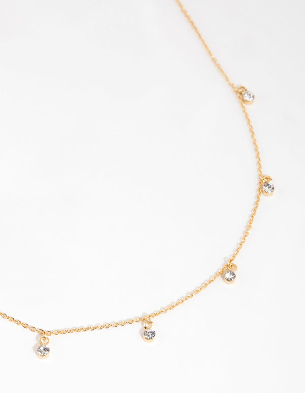 Gold Plated Mini Diamante Necklace