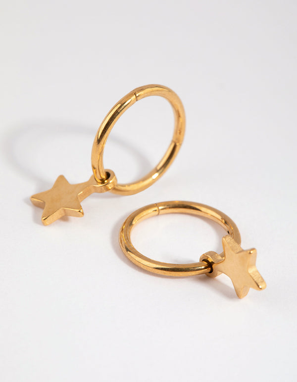 Gold Plated Surgical Steel Star Sleeper Earrings