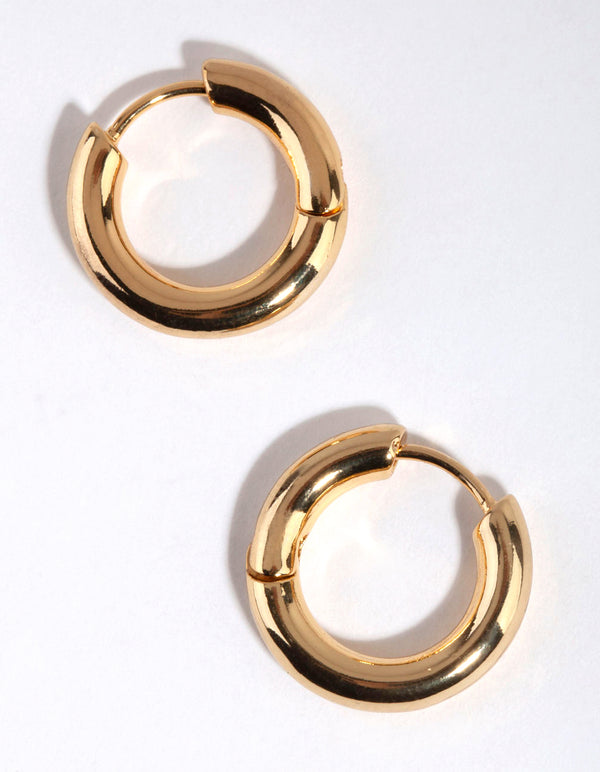 Gold Plated Everyday Chunky Huggie Earrings