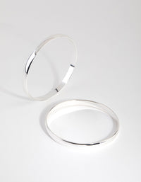 Silver Plated Plain Hoop Bangle Bracelet - link has visual effect only