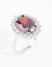 Silver Ruby Cubic Zirconia Oval Ring - link has visual effect only