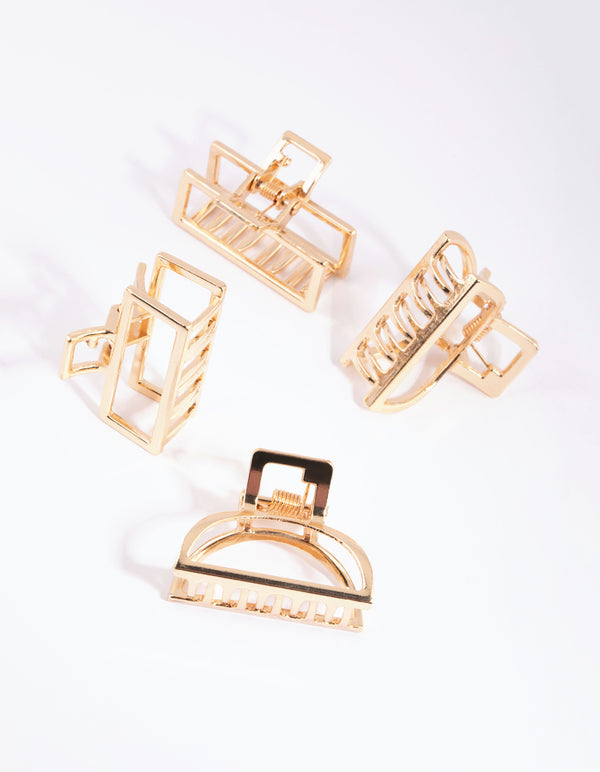 Gold Mixed Shape Small Claw Clip 4-Pack