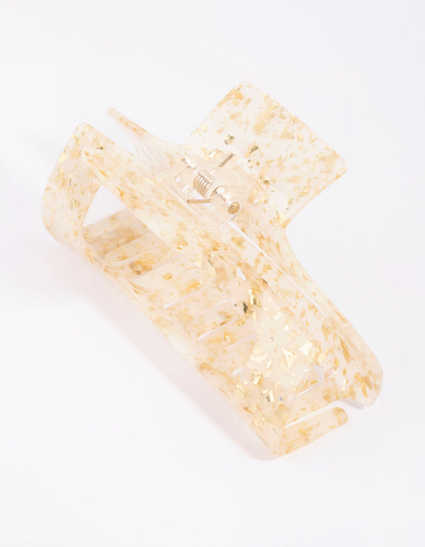 Gold Flecked Rectangular Acrylic Claw