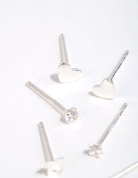 Sterling Silver Heart & Butterfly Stud Earring Pack - link has visual effect only