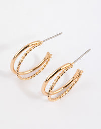 Gold Plain & Twisted Hoop Earrings - link has visual effect only
