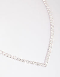 Silver Cubic Zirconia Cupchain Point Tennis Necklace - link has visual effect only