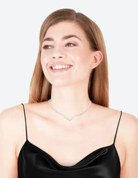 Silver Cubic Zirconia Cup Chain Pointed Tennis Necklace - link has visual effect only