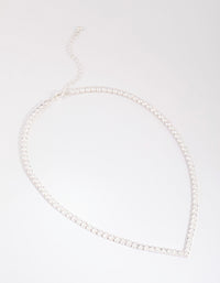 Silver Cubic Zirconia Cupchain Point Tennis Necklace - link has visual effect only