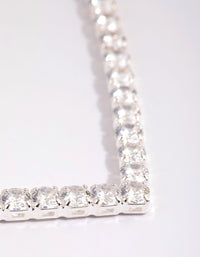 Silver Cubic Zirconia Cupchain Point Tennis Necklace - link has visual effect only