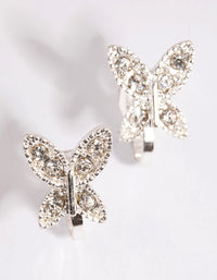 Silver Diamante Butterfly Clip On Earrings - link has visual effect only