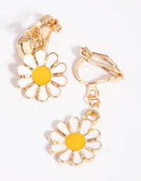 White Daisy Clip-On Earrings - link has visual effect only