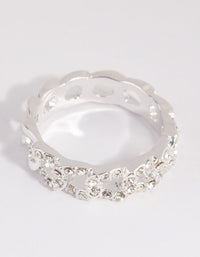 Silver Diamante Link Ring - link has visual effect only