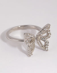 Silver Cubic Zirconia Butterfly Ring - link has visual effect only