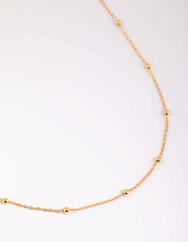 Gold Plated Sterling Silver Ball Chain Necklace