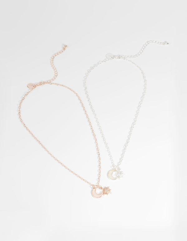 Mixed Metal Celestial Necklace Set