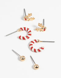 Festive Reindeer Stud Earring Pack - link has visual effect only