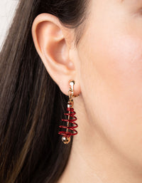 Festive Spiral Tree Clip-On Earrings - link has visual effect only