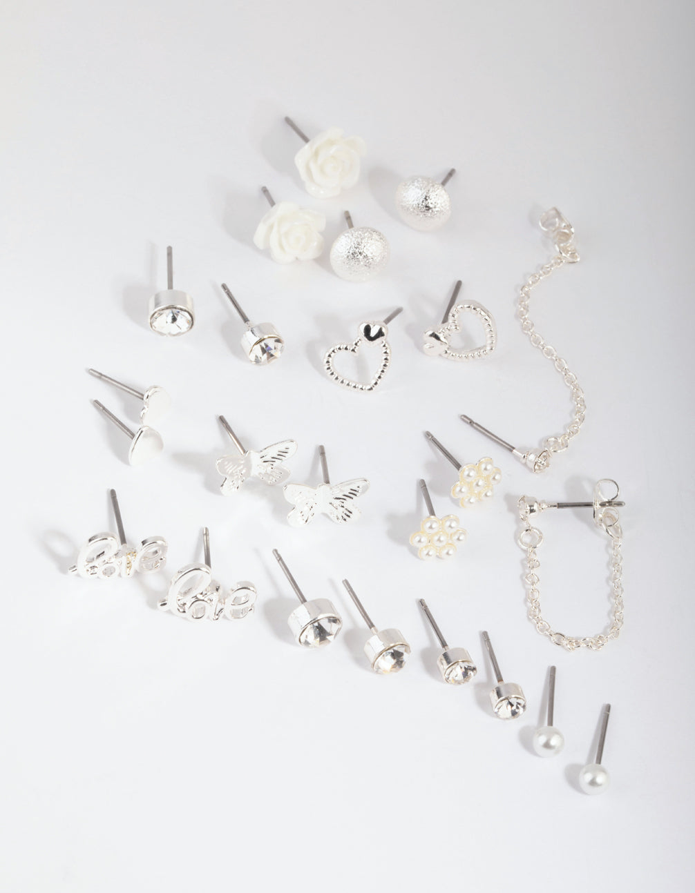 Silver Pearl Mixed Stud Earring 12-Pack