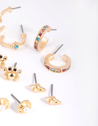 Gold Under the Sea Stud Earring 8-Pack - link has visual effect only