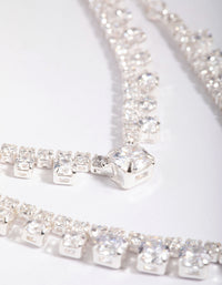 Silver Cubic Zirconia Point Necklace - link has visual effect only