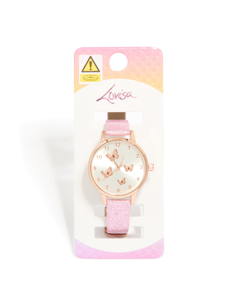 Kids Rose Gold Butterfly Glitter Watch