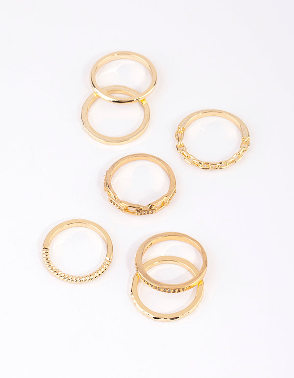 Gold Plated Stacking Rings with Diamantes