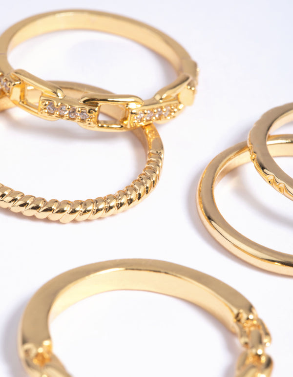 Gold Plated Stacking Rings with Diamantes