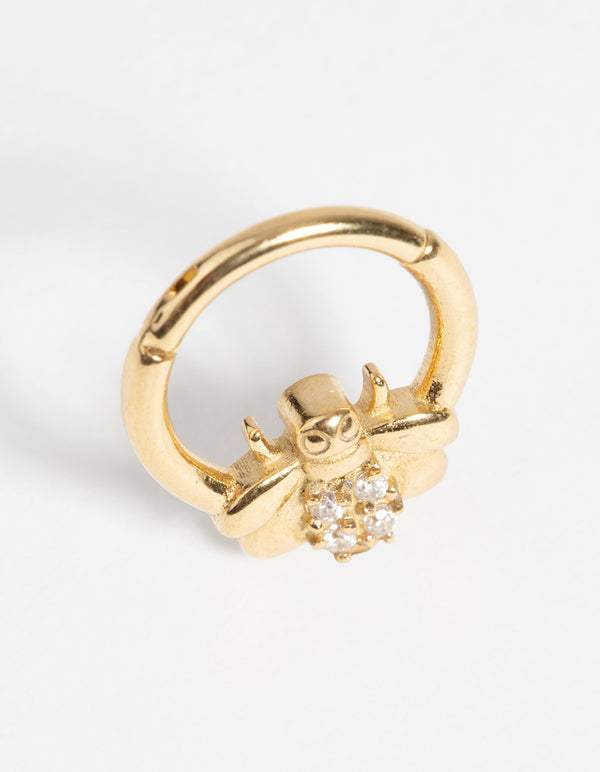 Gold-Plated Surgical Steel Bee Clicker Ring