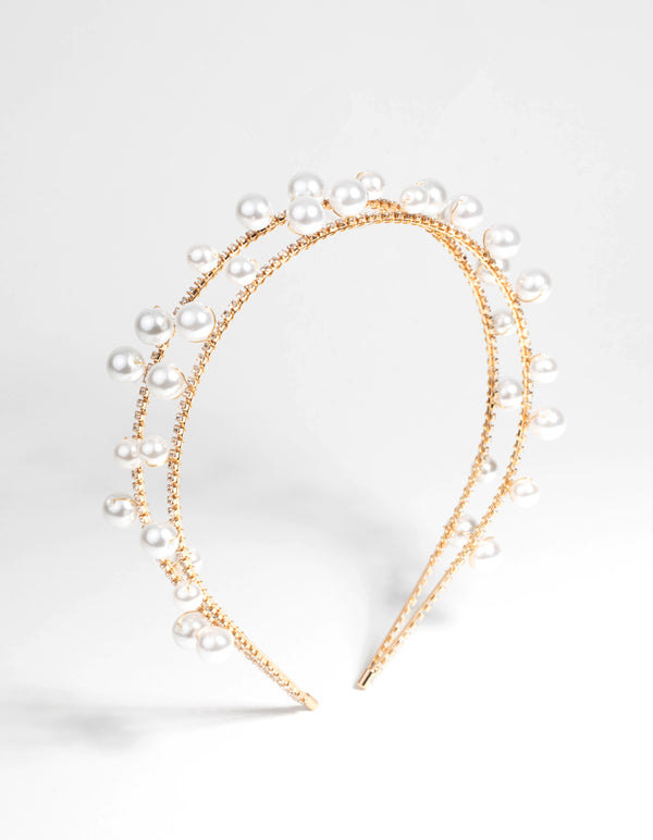 Gold Scattered Pearl Alice Band