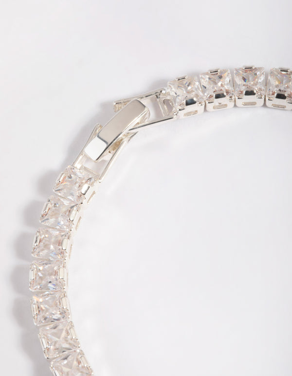Silver Cubic Zirconia Cup Chain Bracelet
