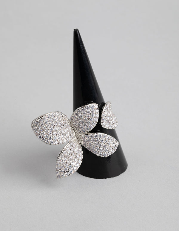Silver Cubic Zirconia Butterfly Ring