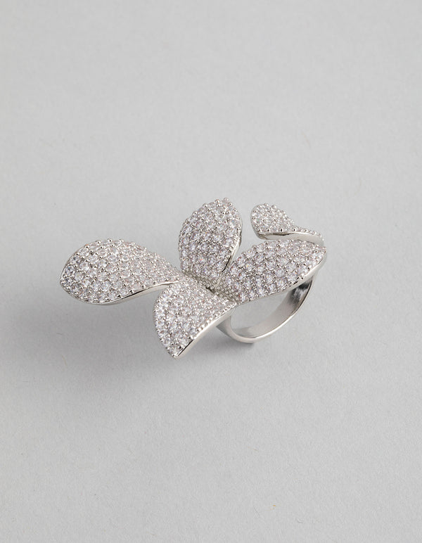 Silver Cubic Zirconia Butterfly Ring