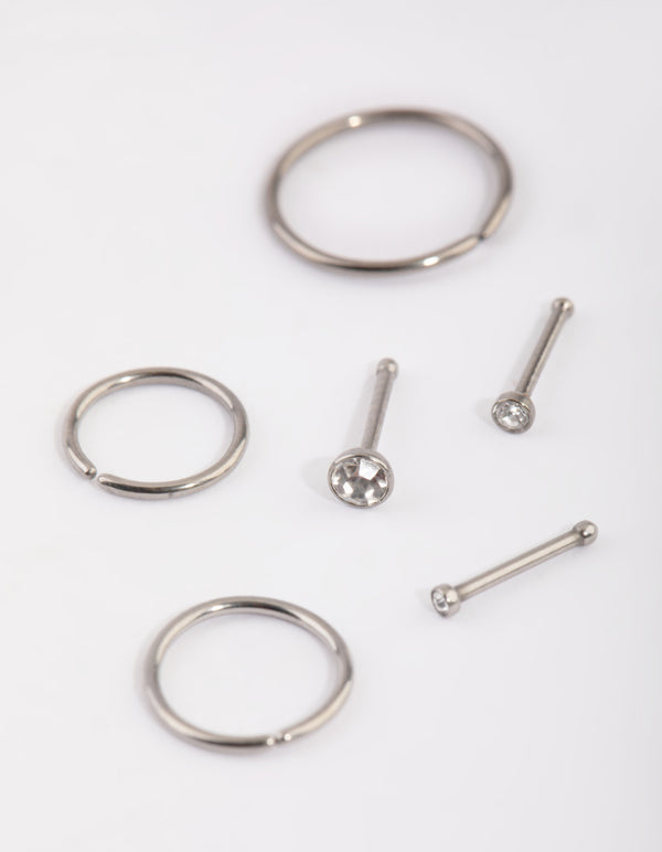 Titanium Nose Stud & Ring 6-Pack