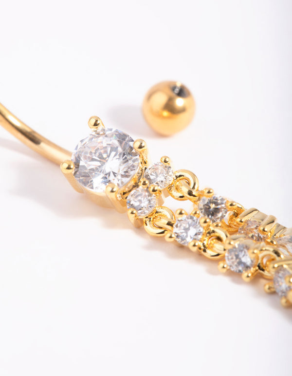 Gold Plated Titanium Dangle Belly Bar