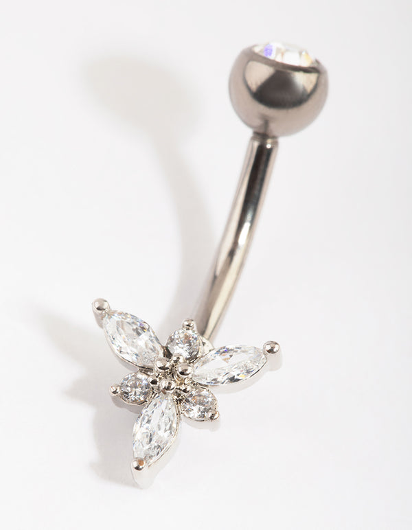 Titanium Diamante Belly Bar