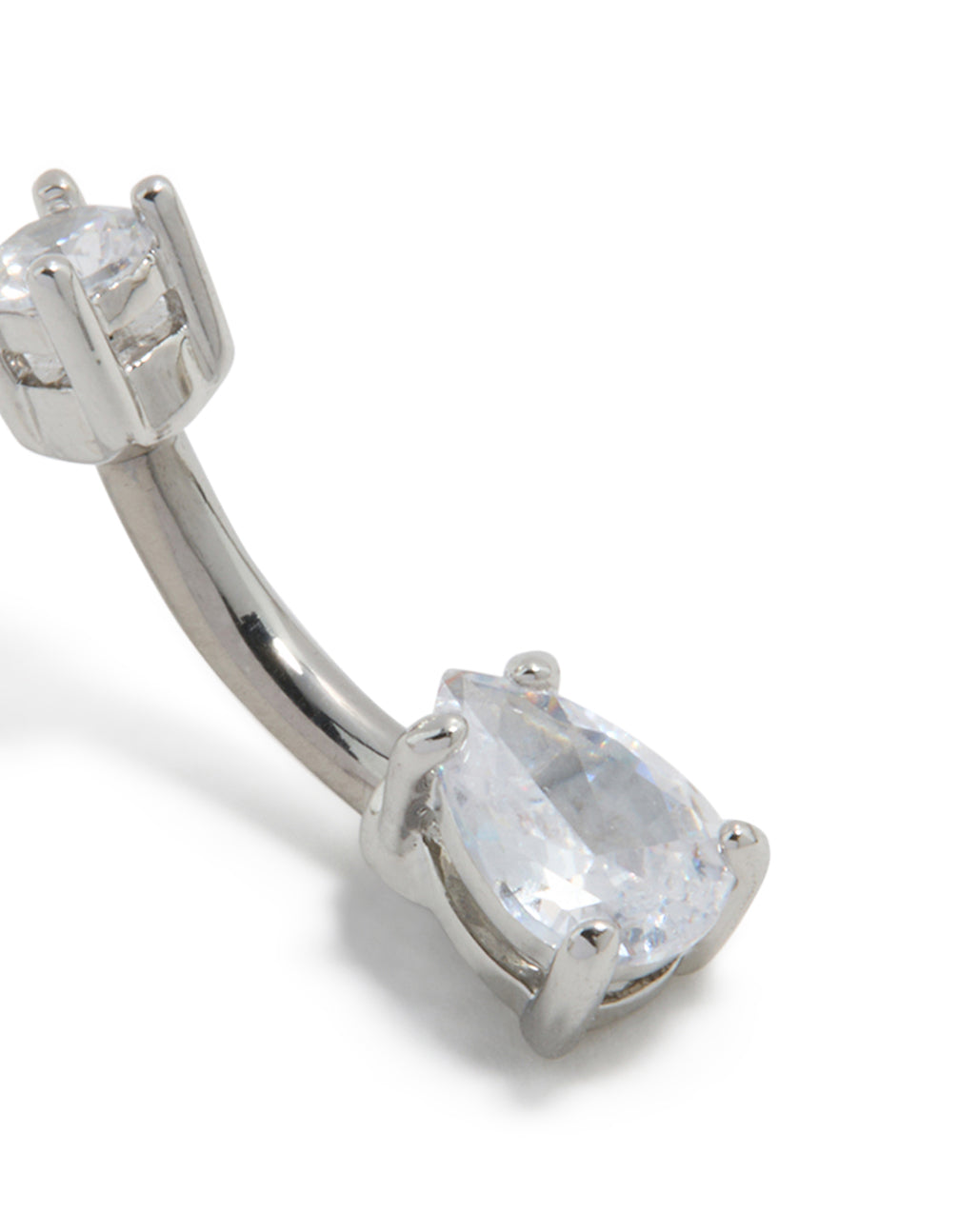 Titanium Diamante Pear Belly Bar