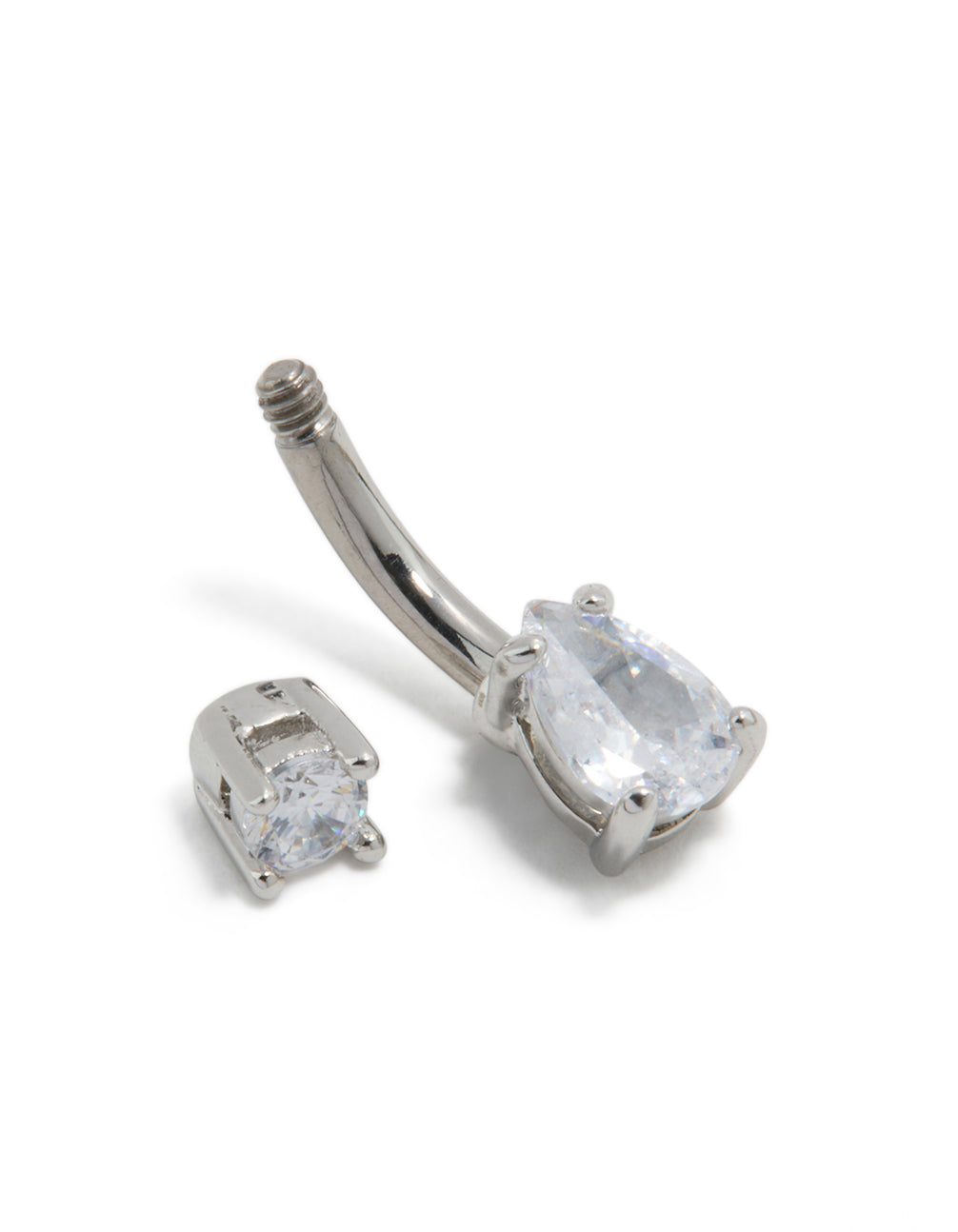 Titanium Diamante Pear Belly Bar