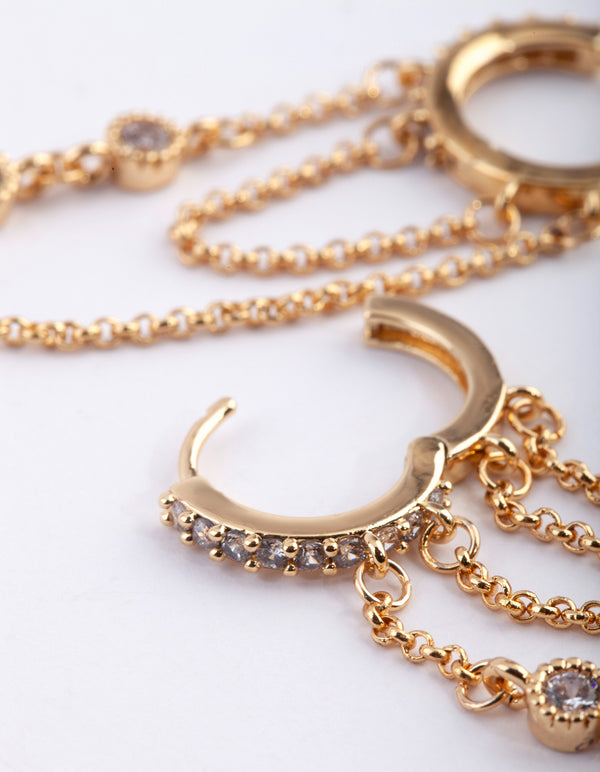 Gold Plated Huggie Hoop Earrings with Diamante