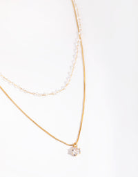 Gold Plated Necklace with Clear Stones - link has visual effect only