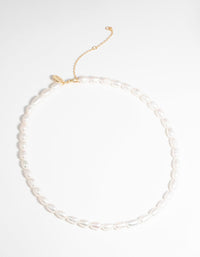 Gold Plated Necklace with Freshwater Pearls - link has visual effect only