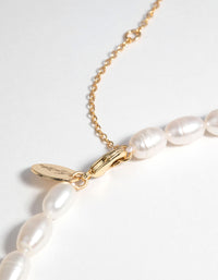 Gold Plated Necklace with Freshwater Pearls - link has visual effect only