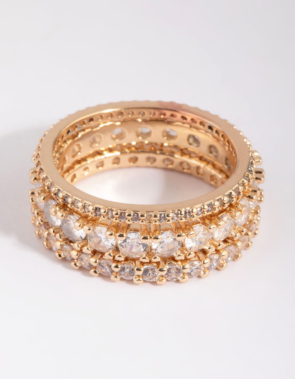Gold Cubic Zirconia Triple Band Ring