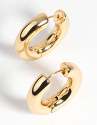 Gold Plated Round Huggie Hoop Earrings - link has visual effect only